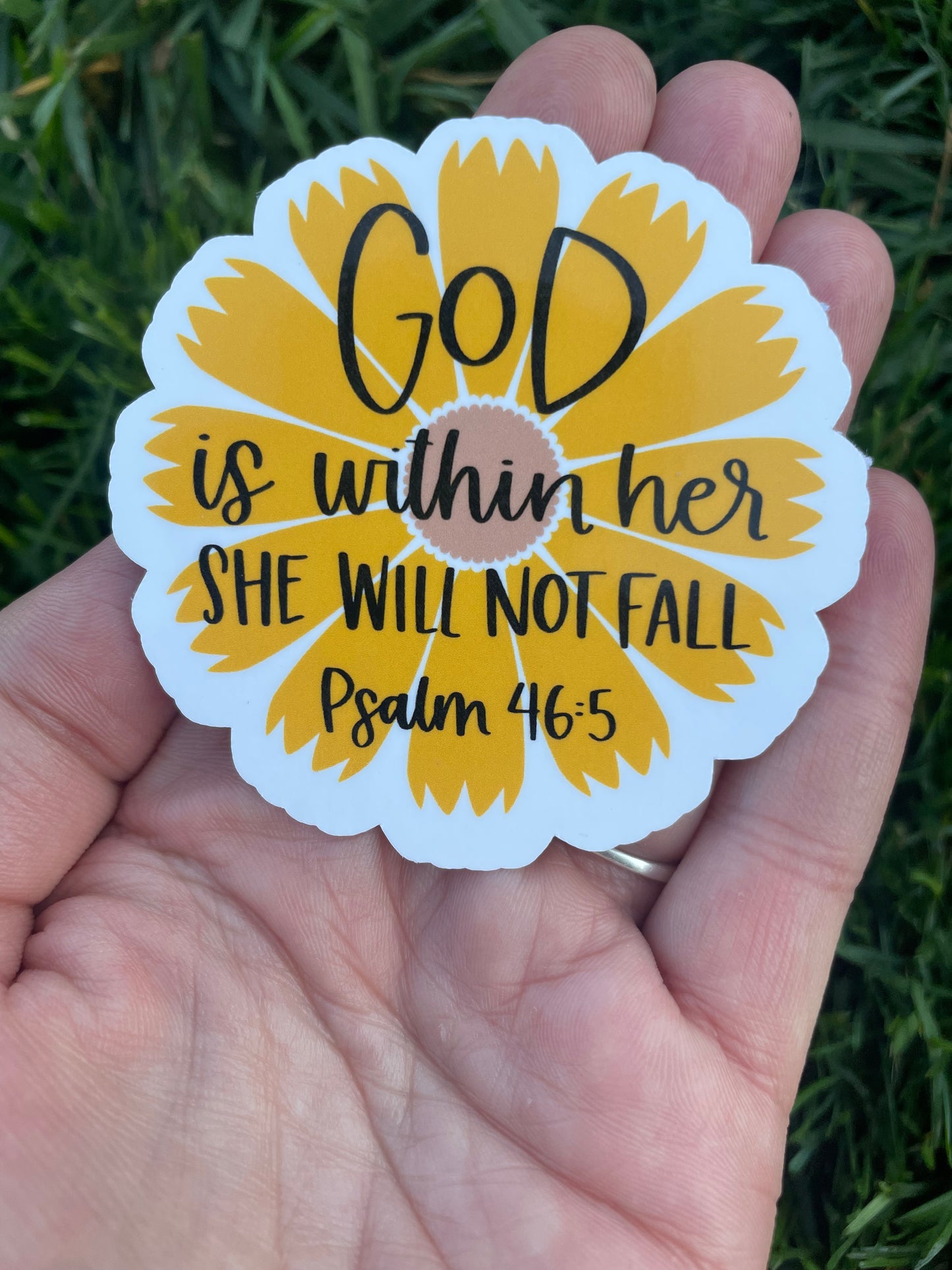 Psalms 46:5 Sunflower Bible Verse Sticker