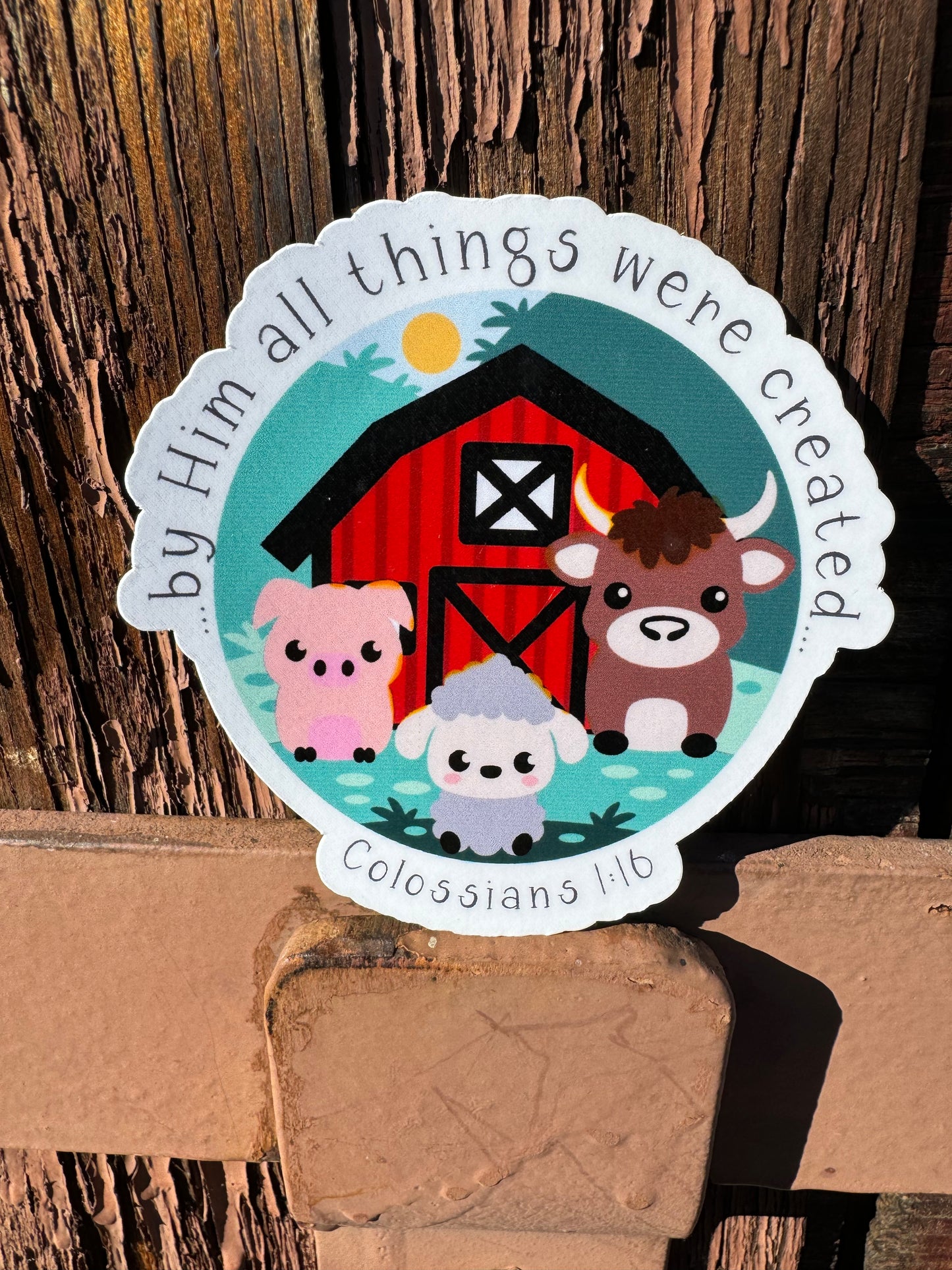 Colossians 1:16 Farm Animals Sticker