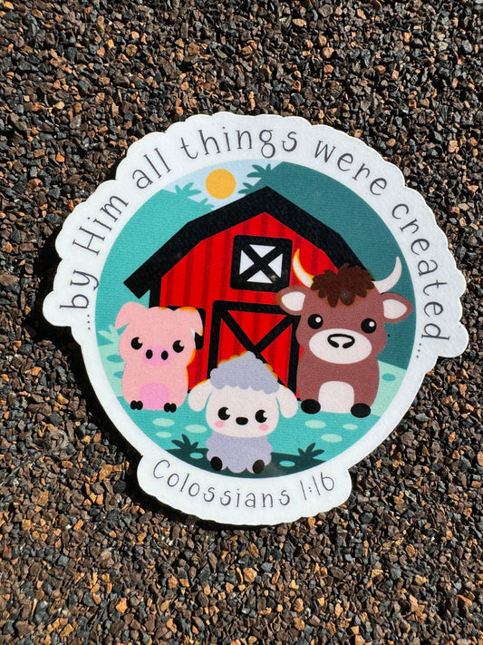 Colossians 1:16 Farm Animals Sticker