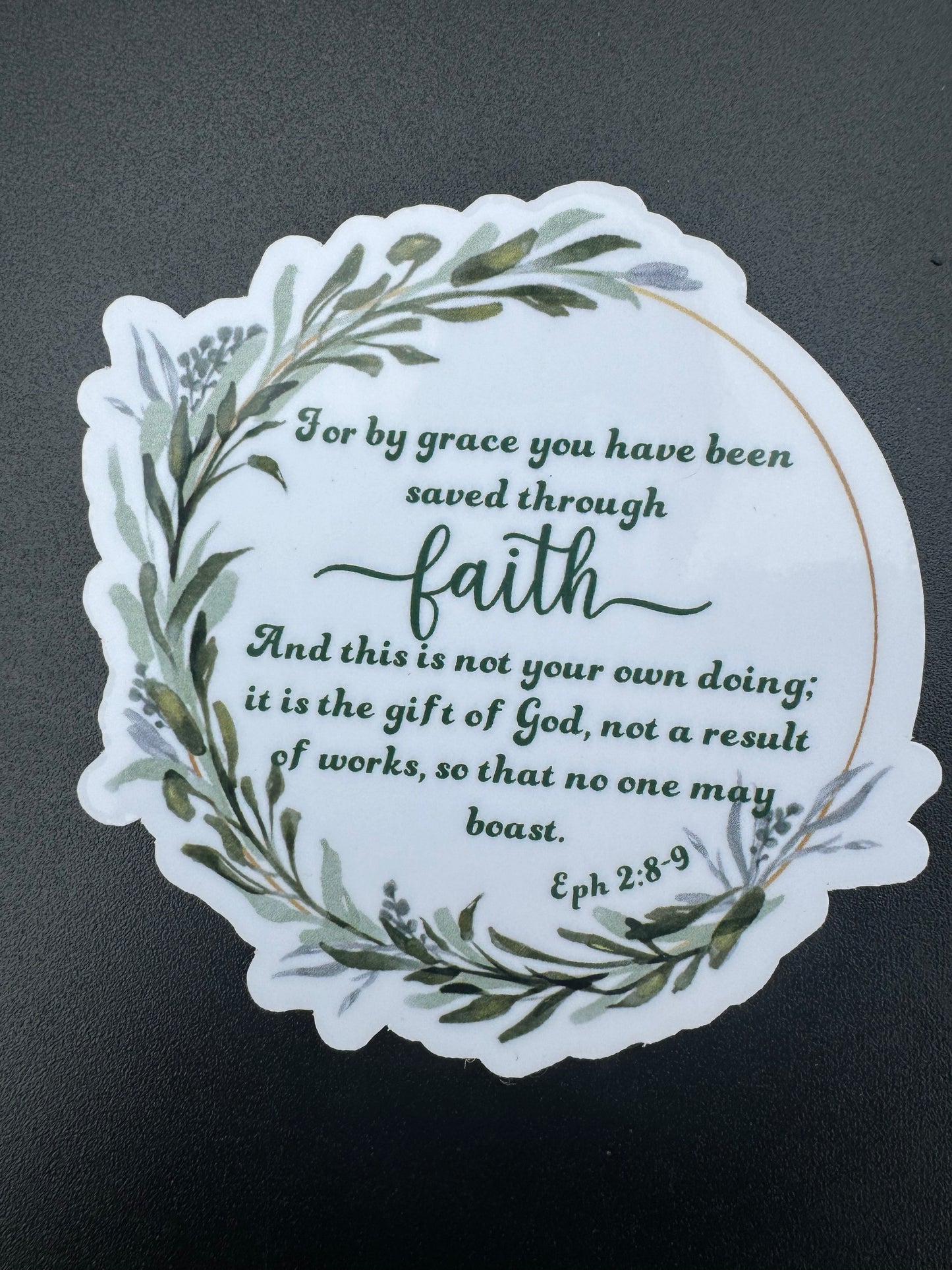 Ephesians 2:8-9 Lavender Wreath Sticker