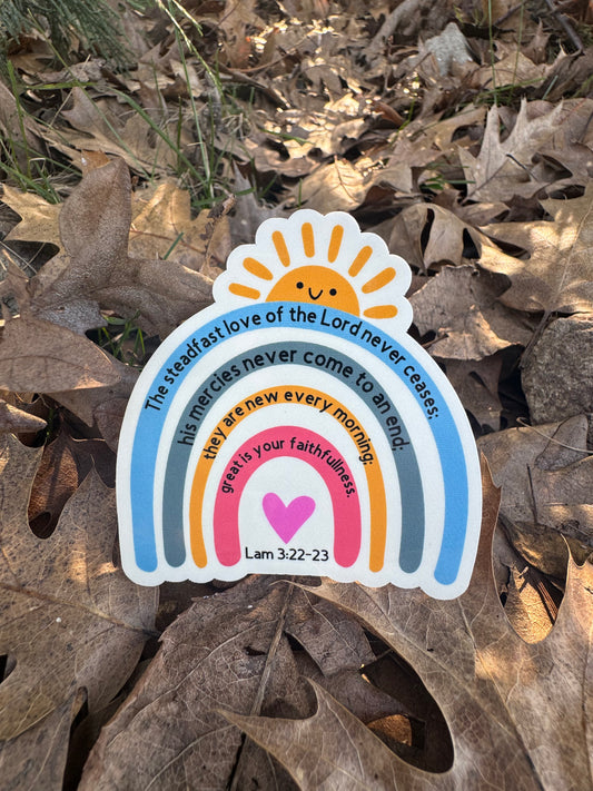 Lamentations 3:22-23 Rainbow Sunshine Sticker