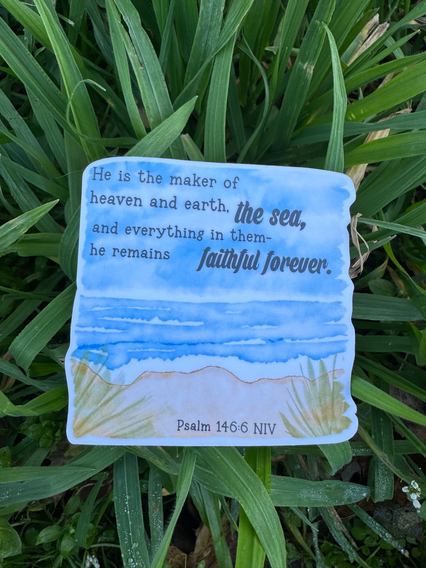 Psalm 146:6 Faithful Forever Beach Sticker