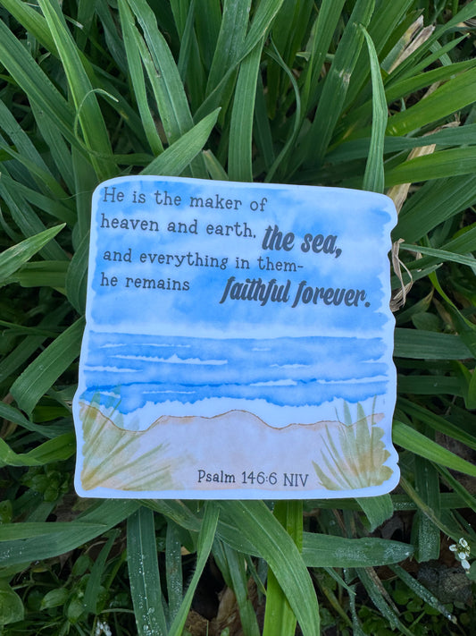 Psalm 146:6 Faithful Forever Beach Sticker