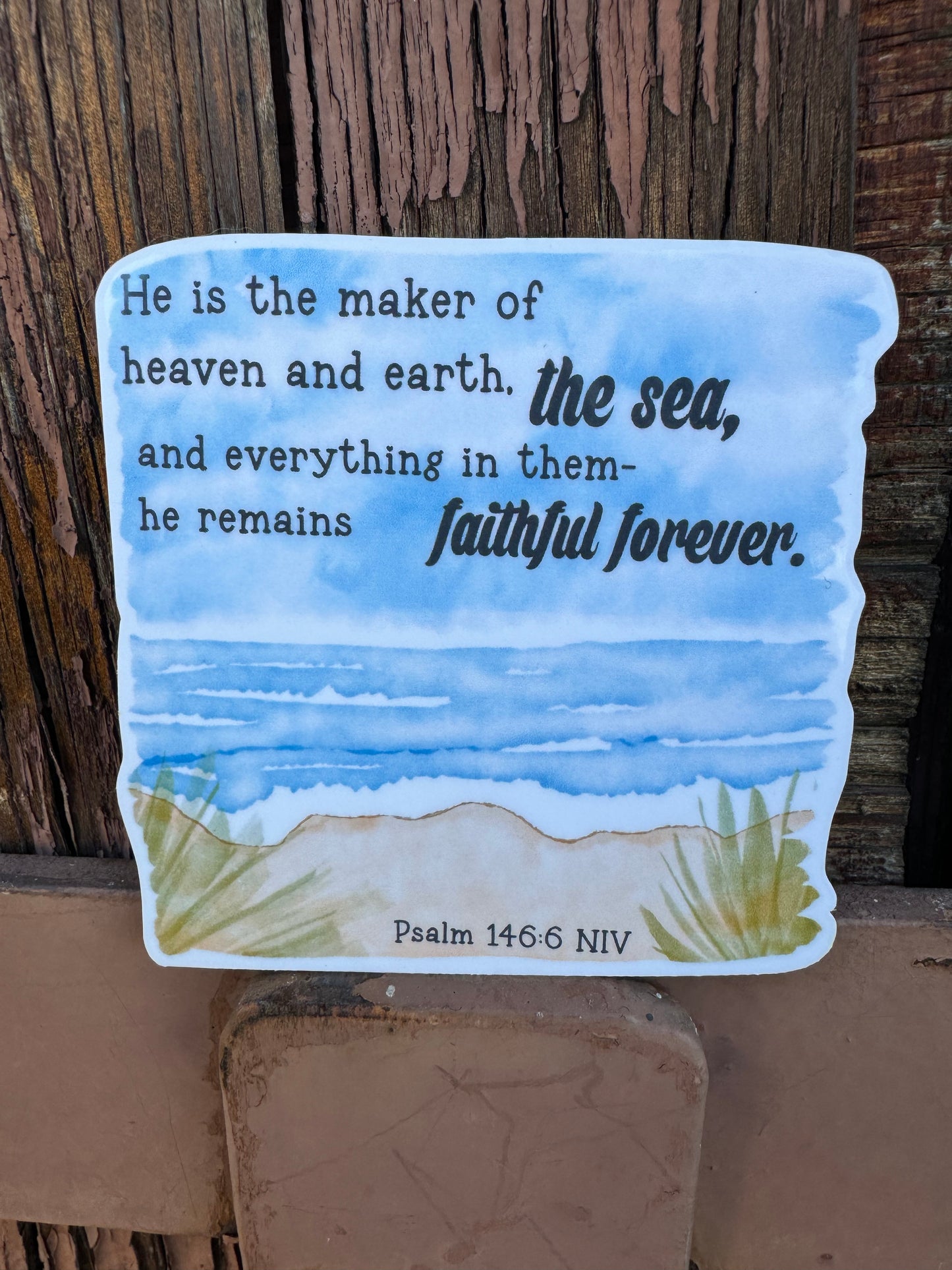 Psalm 146:6 Faithful Forever Beach Sticker