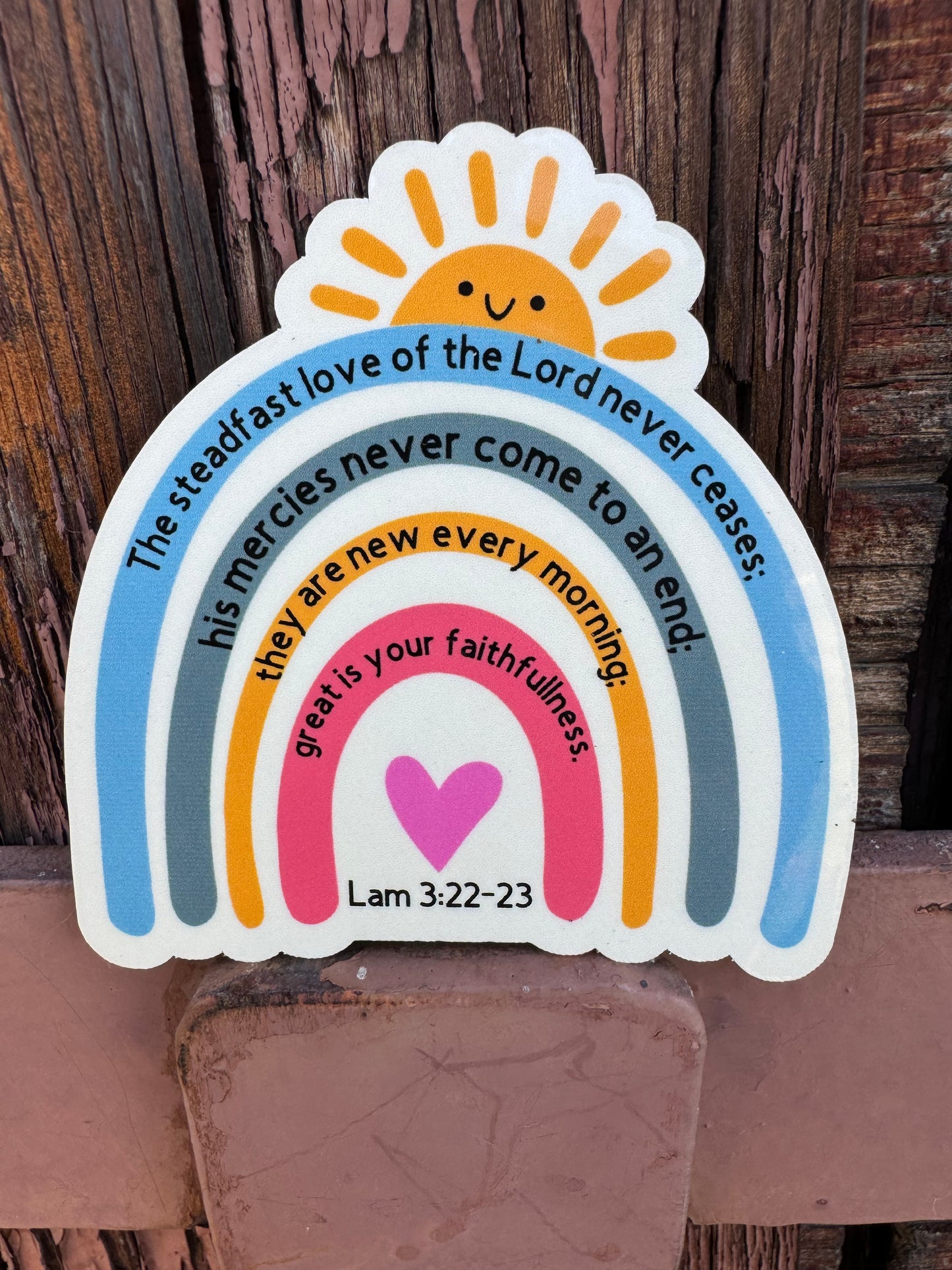 Lamentations 3:22-23 Rainbow Sunshine Sticker