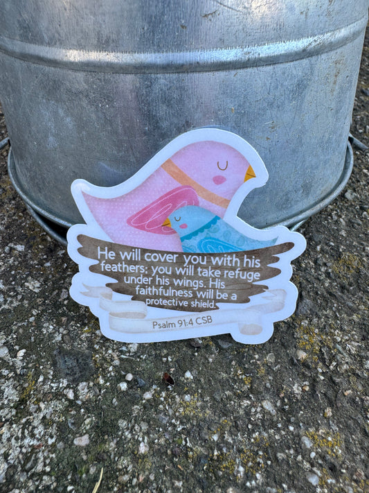 Psalm 91:4 Birds Sticker