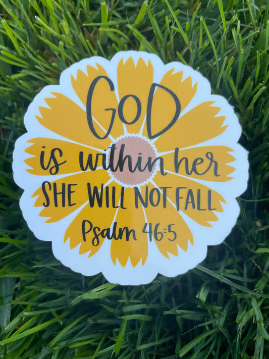 Psalms 46:5 Sunflower Bible Verse Sticker