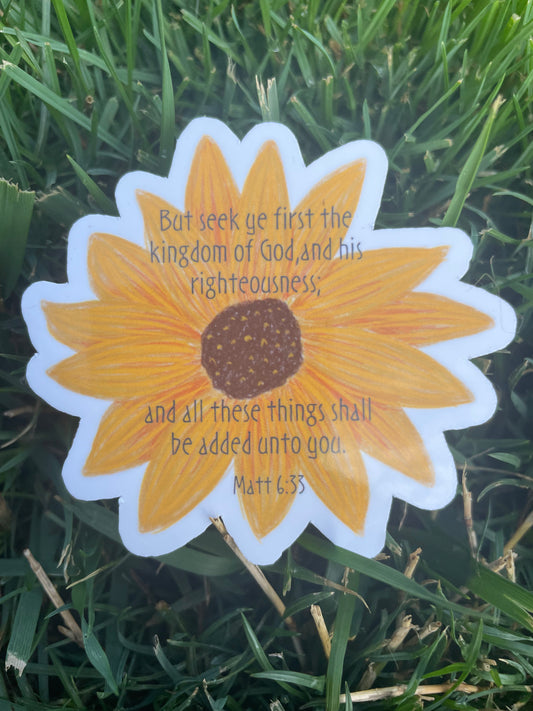 Matthew 6:33 Sunflower Bible Verse Sticker